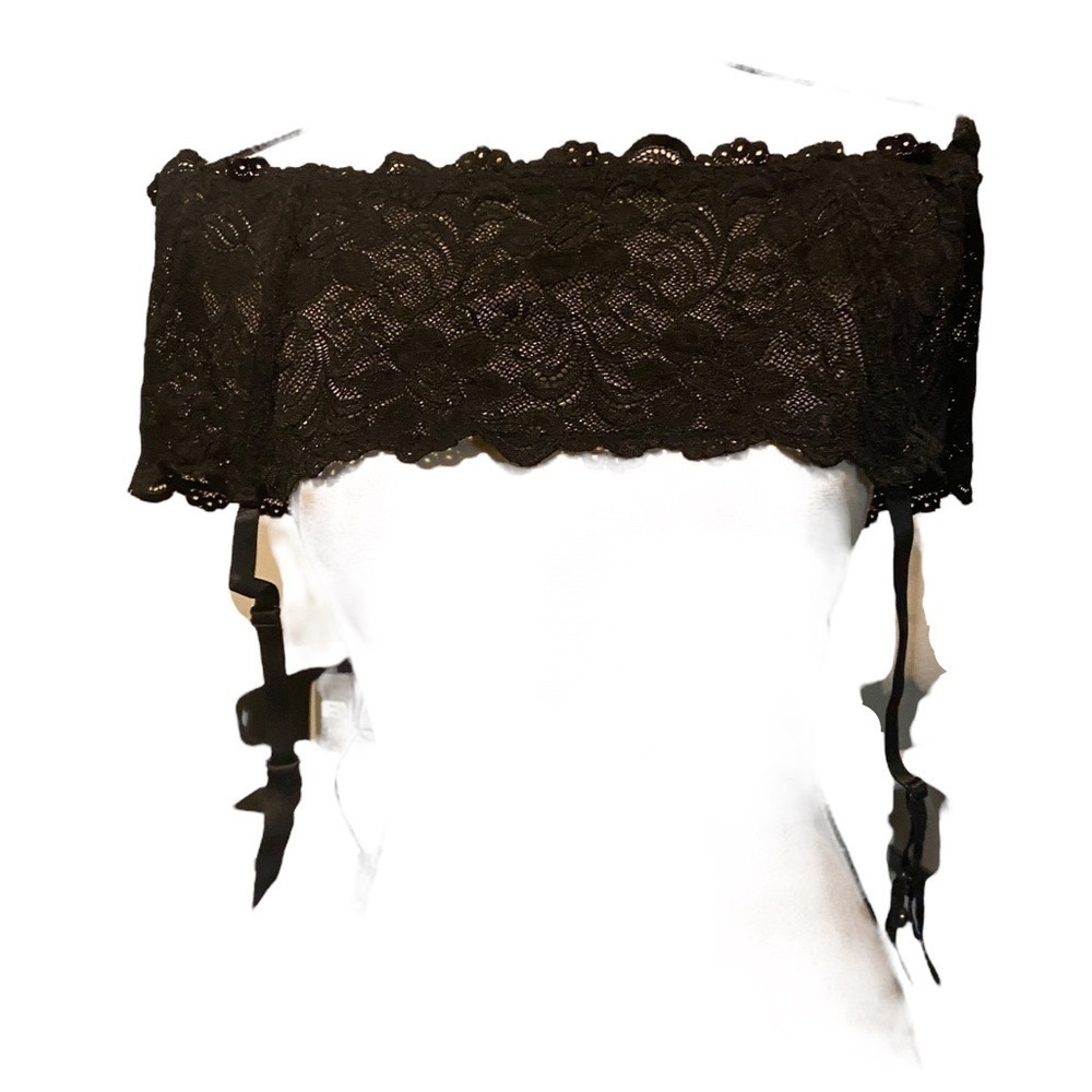 Cacique black lace garter belt